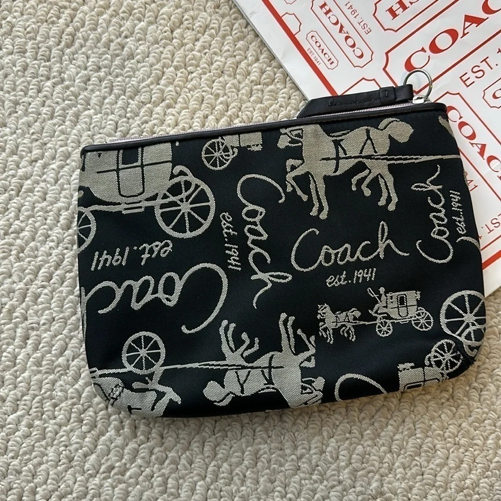COACH Carriage Black Canvas Pouch & Gift Bag